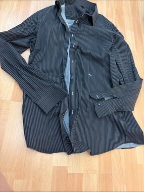 Men's Black Pinstripe Dress Shirt